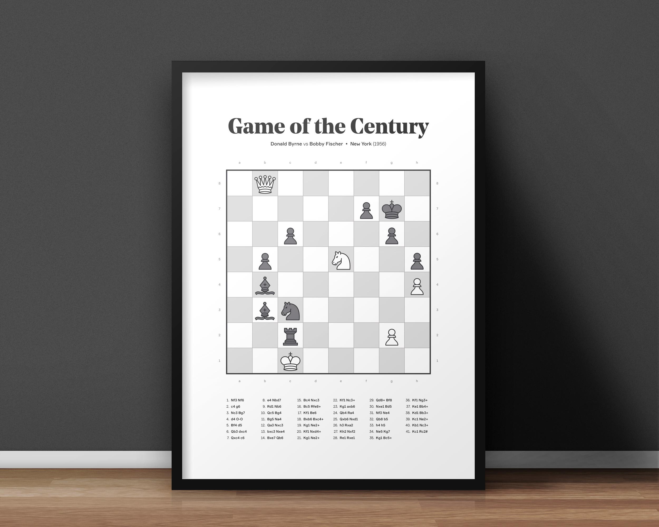chess prints 01 game of the century bobby fischer art print poster design
