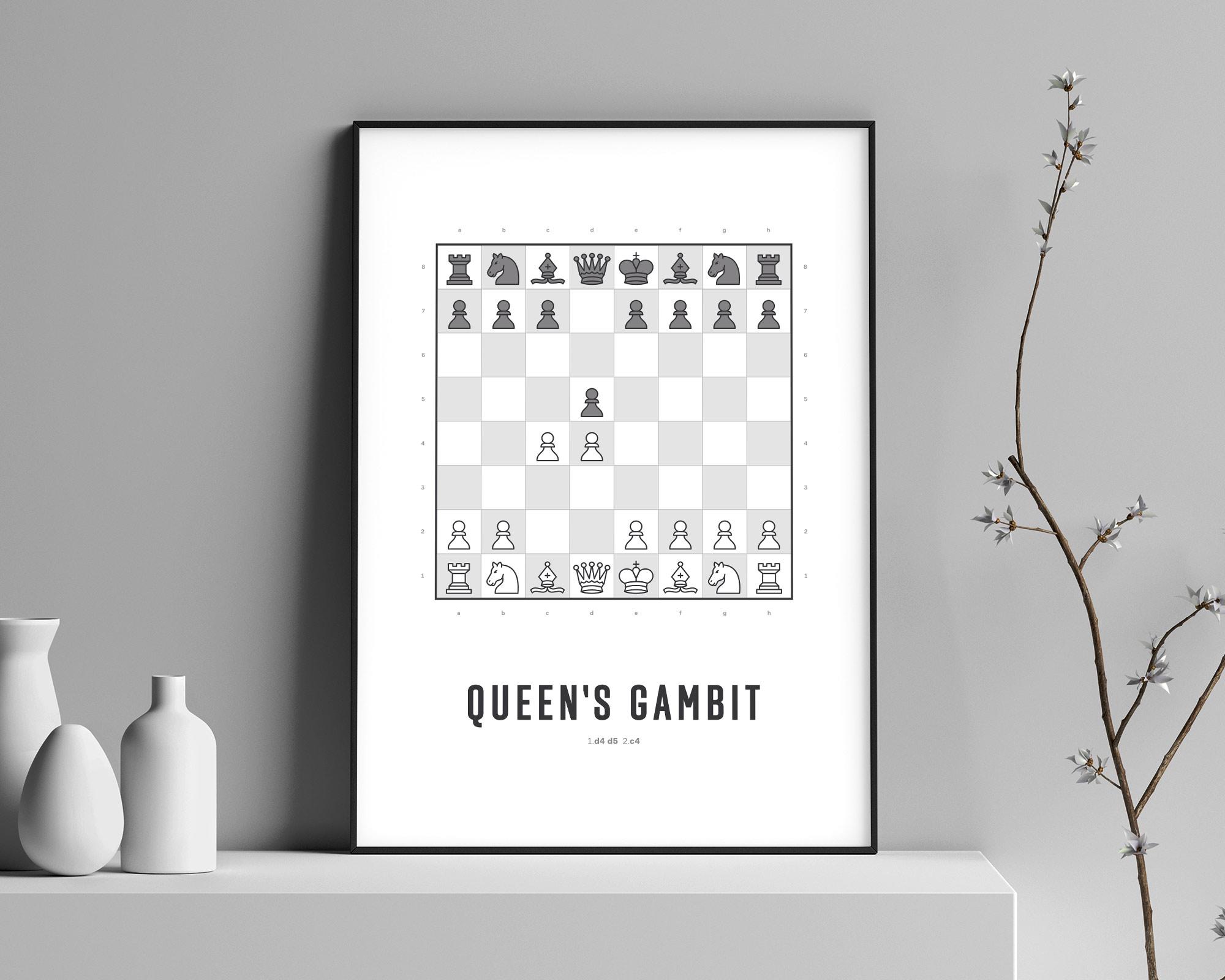 chess prints 05 the queens gambit chess poster print design
